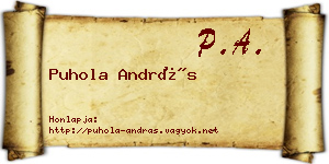 Puhola András névjegykártya